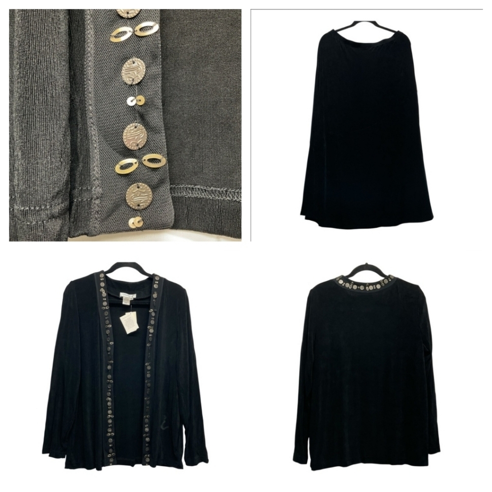 Coldwater Creek Travel Knit Set Maxi-Skirt/Ornated Cardigan Size Large Gypsy